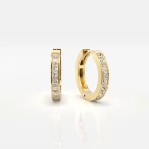 CIELO - עגילי חישוק פרינסס 2 על 2 ממ סהכ 1 קרא יהלומים בכל עגיל