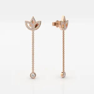 SOGNO - עגיל לוטוס צמוד לאוזן ושרשרת  אבן 10 נק