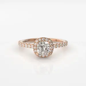 AXIOM - טבעת היילו קלאסית קושן 0.5 קראט ציפורני חתול