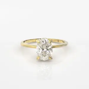 HELIOS - טבעת סוליטר עם היידן היילו חישוק עוקף שיניים 1.3 קראט מרכז אבנים בחישוק